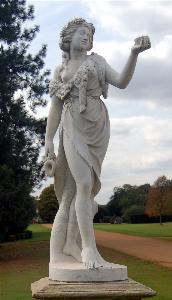 Bacchante statue on the west of the group round the sundial September 2011